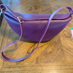Portland Leather Plum Purple Crescent Crossbody Bag